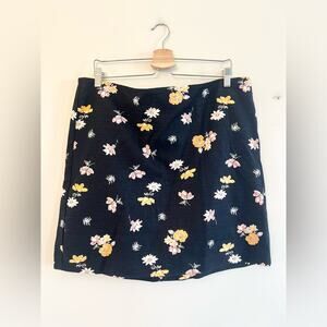 Loft NWT black floral mini skirt yellow ditsy floral ann Taylor office spring 16